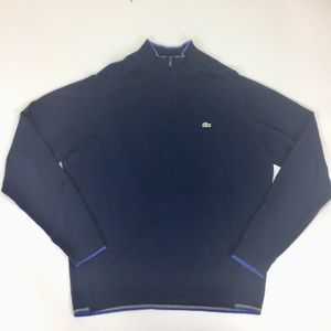 Lacoste 1/4 Zip Sweater Pullover Navy Blue Cotton
